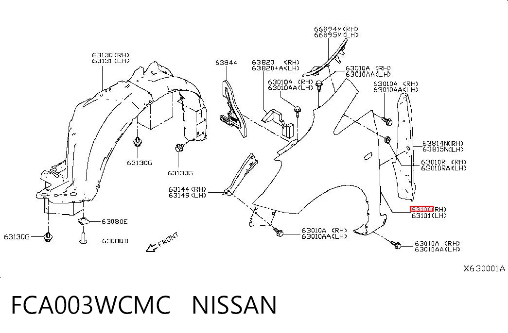 Pára-lama dianteiro direito para Nissan Versa NOTE E12