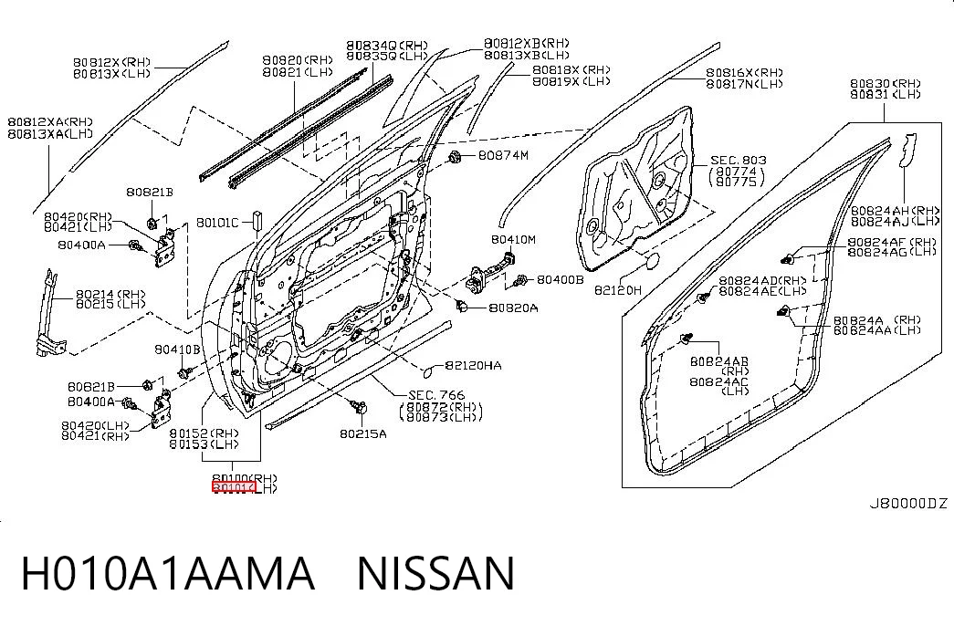 Porta dianteira esquerda para Nissan Murano  Z51