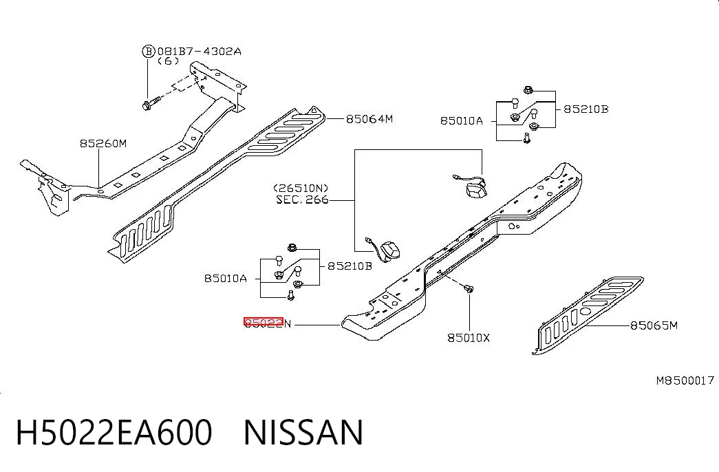 Pára-choque traseiro para Nissan Navara NP300 III D40
