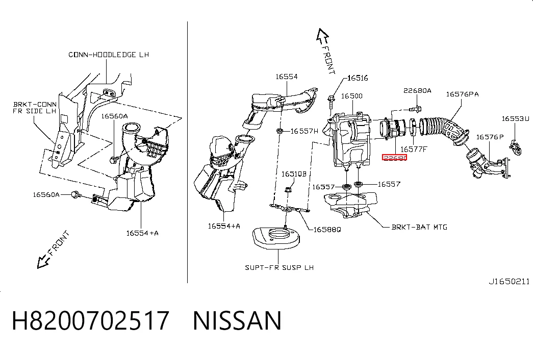 H8200702517 Nissan/Infiniti Sensor de fluxo (consumo) de ar, medidor de consumo M.A.F. - (Mass Airflow)