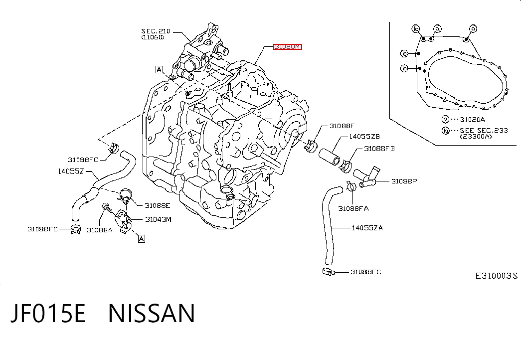 JF015E Nissan/Infiniti Caixa Automática de Mudança montada
