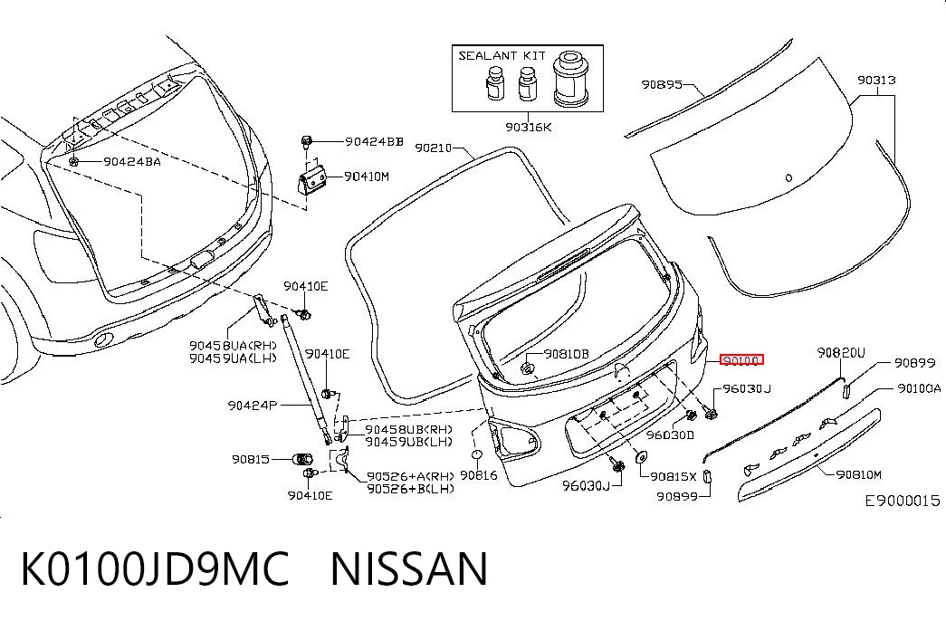 Porta traseira (3ª/5ª porta-malas (tampa de alcapão) Nissan Qashqai I J10 ao melhor preço