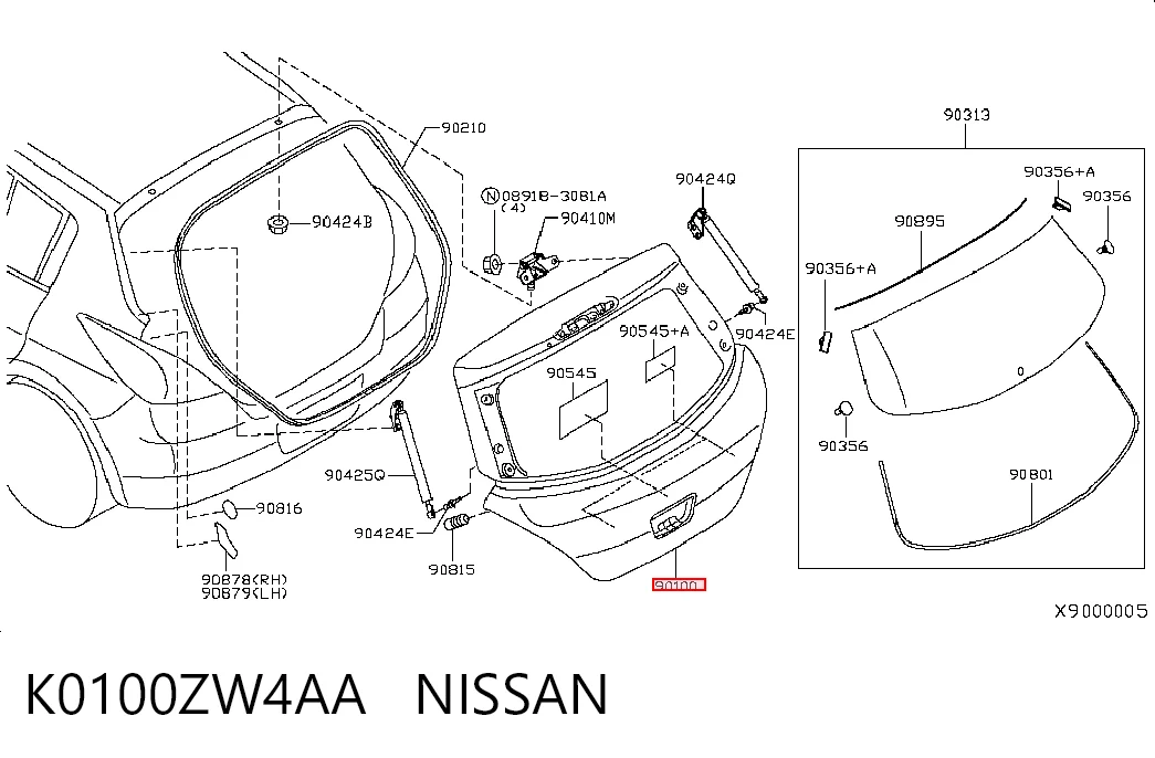 Porta traseira (3ª/5ª porta-malas (tampa de alcapão) Nissan Tiida  C11X