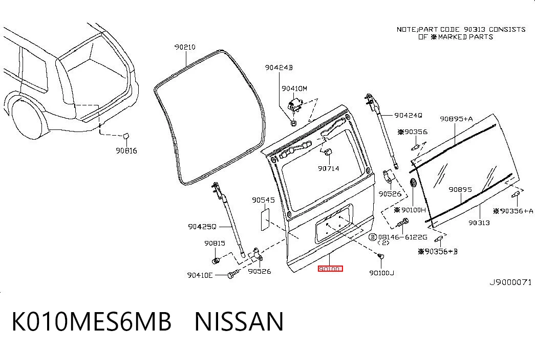 Porta traseira (3ª/5ª porta-malas (tampa de alcapão) Nissan X-Trail  T30