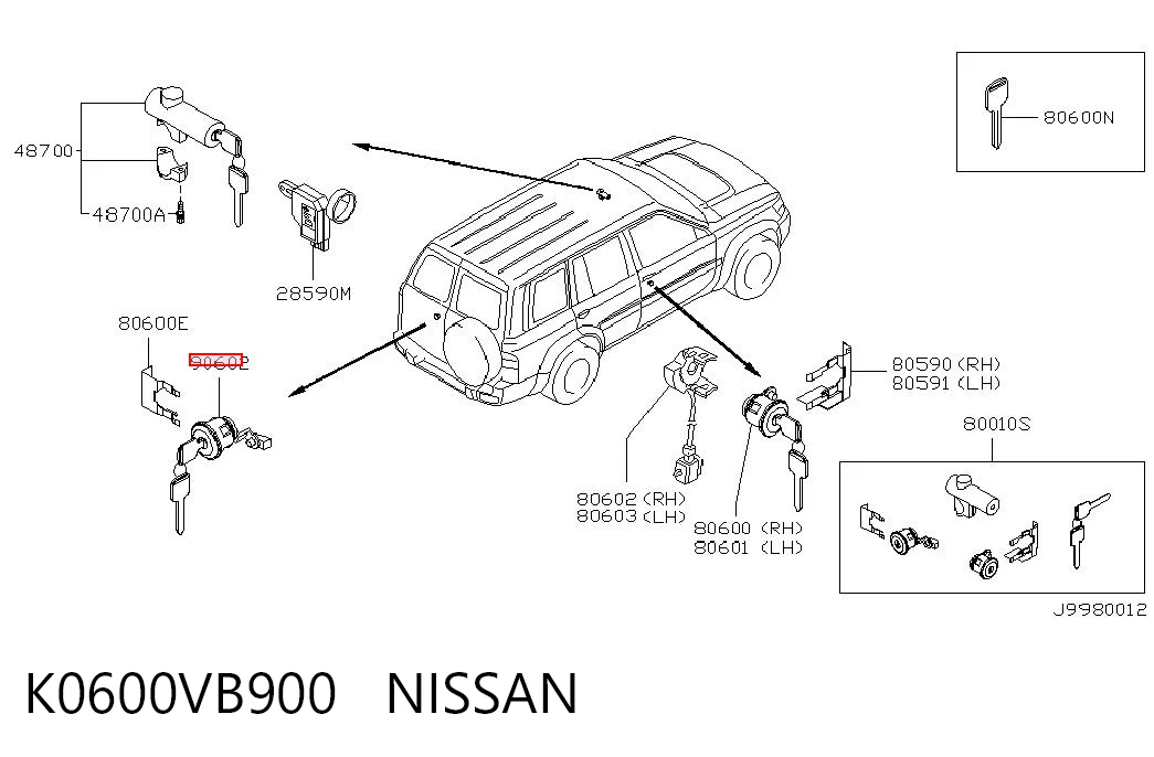 Trinco de fecho de porta-malas (de 3ª/5ª porta traseira) Nissan Patrol  Y61 ao melhor preço