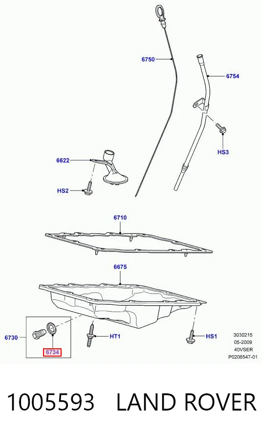 1005593 Land Rover Vedante de rolha de panela de motor