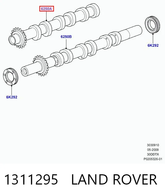 1311295 Land Rover Árvore distribuidora direita de admissão de motor