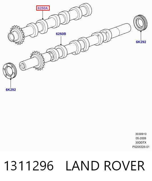 1311296 Land Rover Árvore distribuidora esquerda de admissão de motor