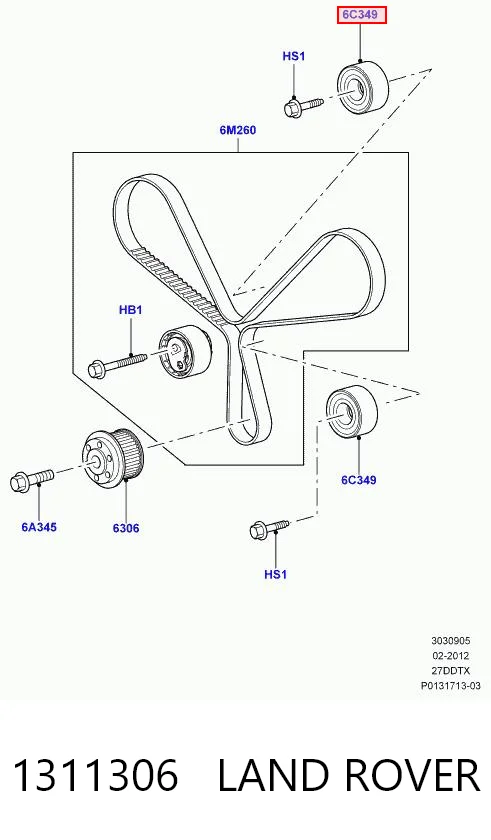 1311306 Land Rover Rolo parasita da correia do mecanismo de distribuição de gás