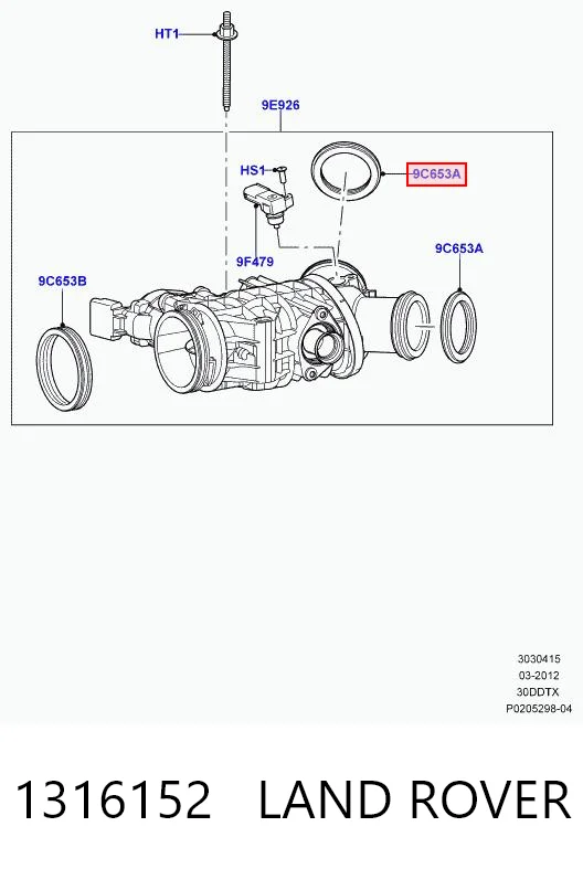 1316152 Land Rover Vedante da válvula de borboleta