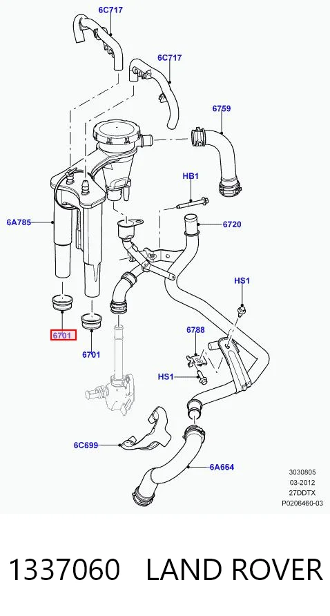1337060 Land Rover Vedante anular de separador de óleo dos gases de cárter