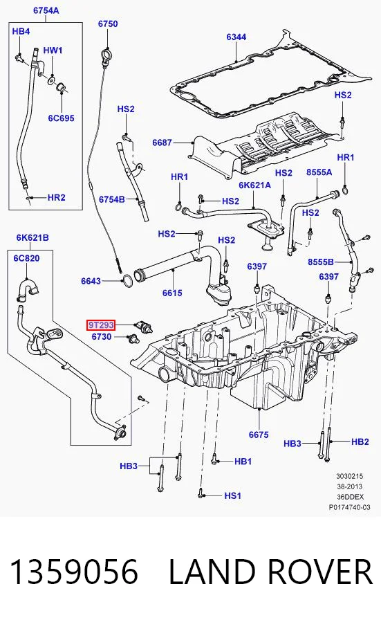 1359056 Land Rover Sensor de temperatura de óleo de motor