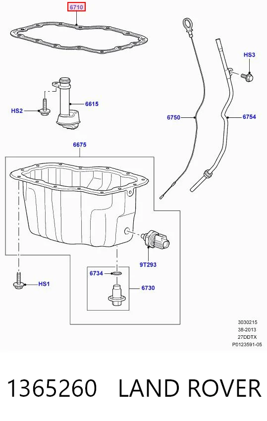 1365260 Land Rover Vedante de panela de cárter do motor