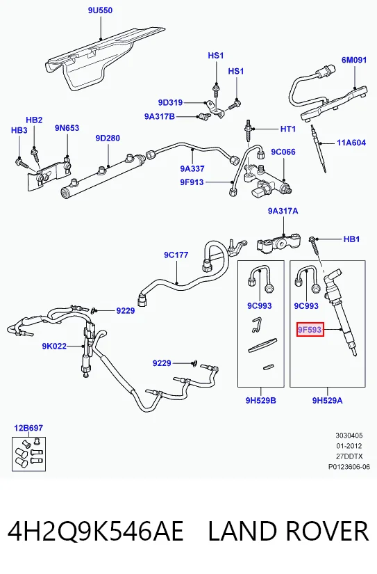 4H2Q9K546AE Land Rover Injetor de injeção de combustível