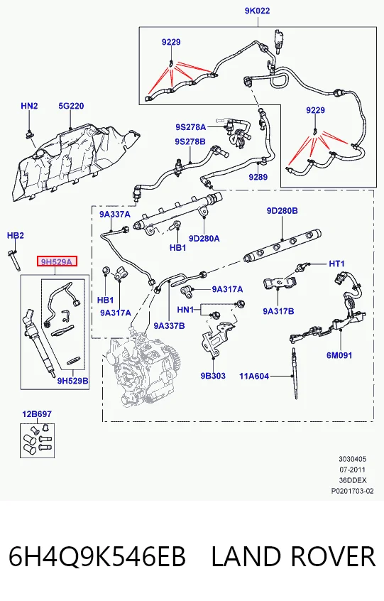 6H4Q9K546EB Land Rover Injetor de injeção de combustível