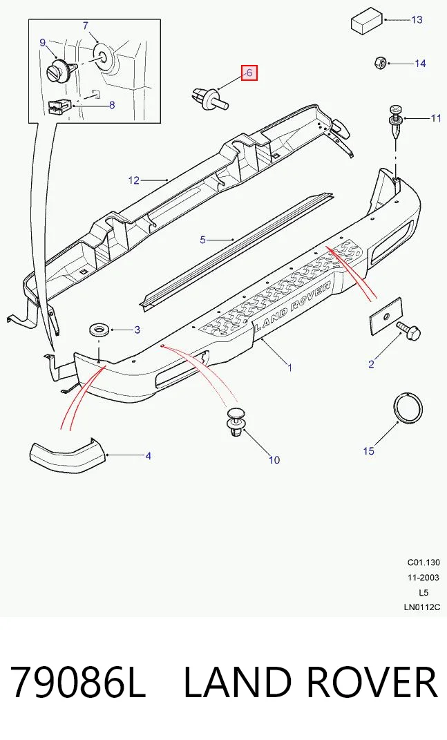 79086L Land Rover Cápsula (prendedor) de fixação de moldura de pára-brisas