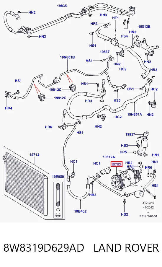 8W8319D629AD Land Rover Compressor de aparelho de ar condicionado
