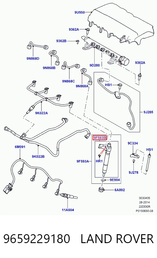 9659229180 Land Rover Injetor de injeção de combustível
