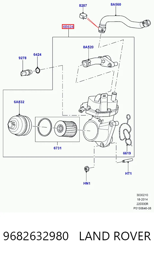 9682632980 Land Rover Caixa do filtro de óleo