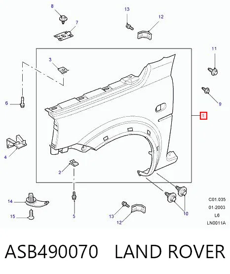 Pára-lama dianteiro esquerdo para Land Rover Freelander I L314