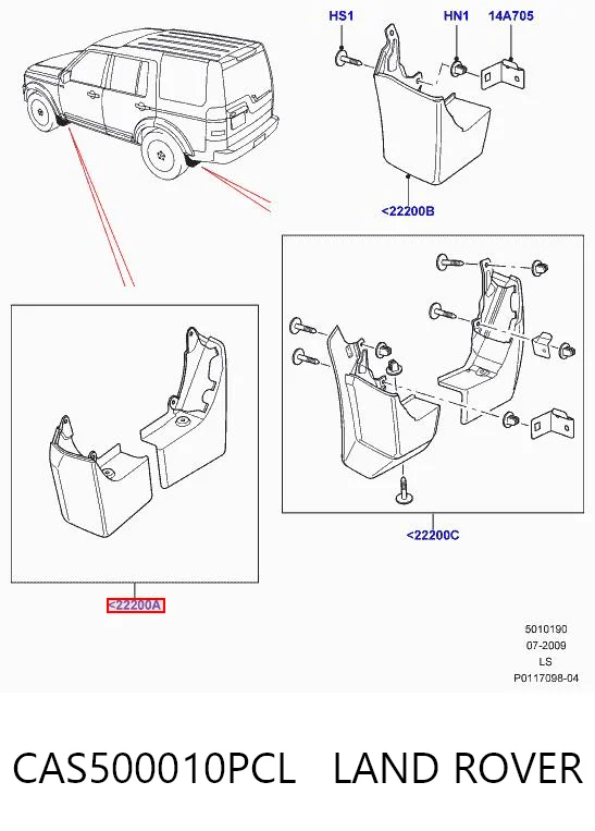 Protetores de lama dianteiros, kit para Land Rover Discovery III LR3