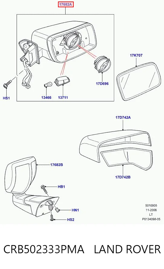  Espelho de retrovisão esquerdo Land Rover Range Rover SPORT I SUV (L320) (2005 - 2013) SPORT I