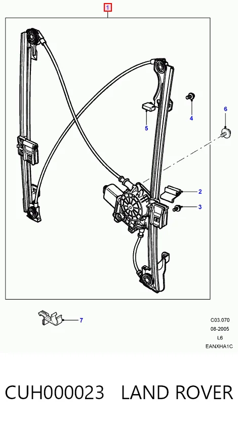 Mecanismo de acionamento de vidro da porta dianteira direita Land Rover Freelander II L359