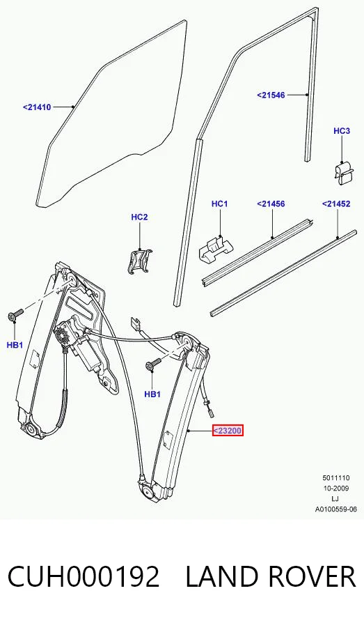  Mecanismo de acionamento de vidro da porta dianteira esquerda Land Rover Range Rover III SUV (L322) (2010 - 2012) III