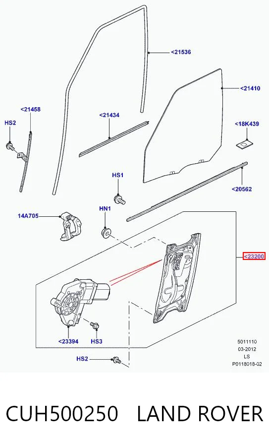 Mecanismo de acionamento de vidro da porta dianteira esquerda Land Rover Discovery III LR3