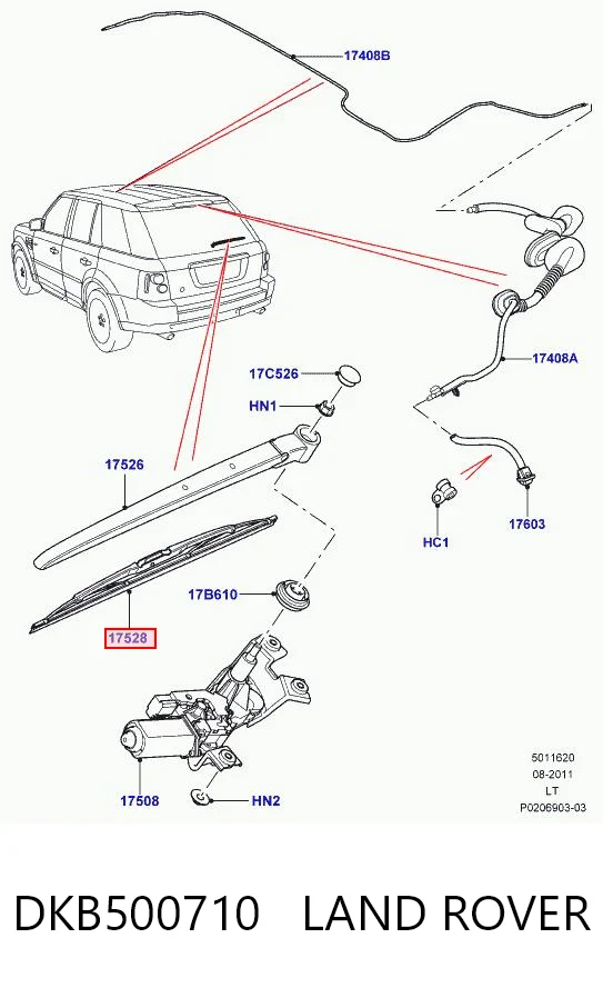 Limpa-pára-brisas de vidro traseiro para Land Rover Range Rover SPORT I L320