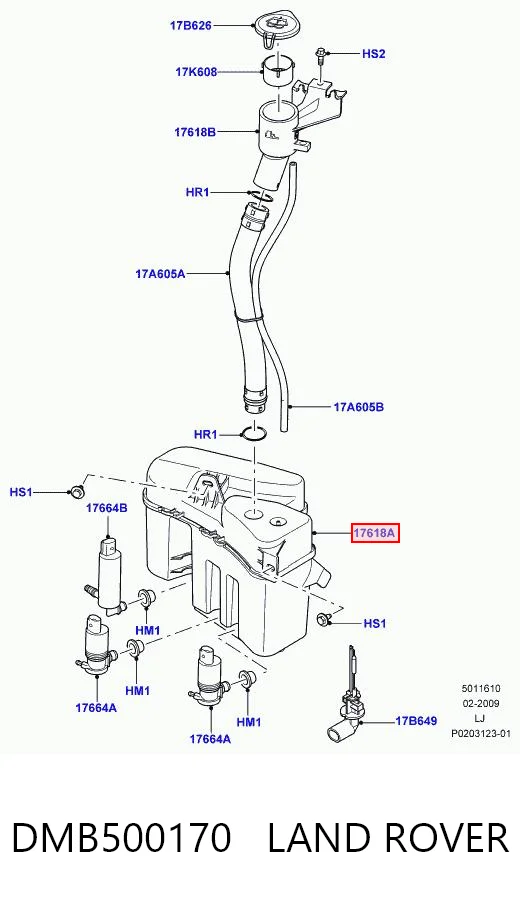 Tanque de fluido para lavador de vidro para Land Rover Range Rover III L322