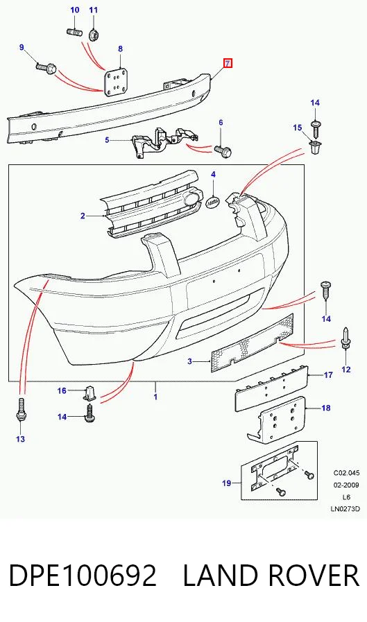 Reforçador do pára-choque dianteiro Land Rover Freelander I L314