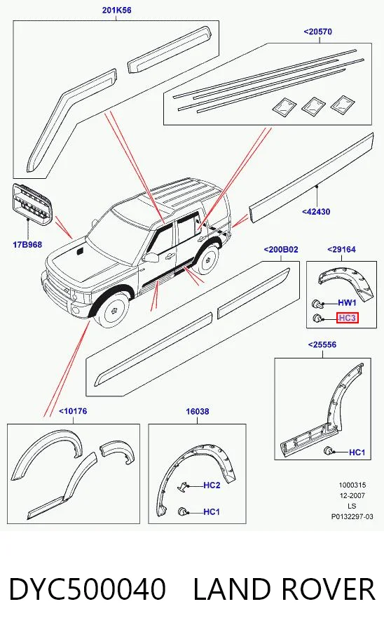 DYC500040 Land Rover Cápsula (prendedor) de fixação de revestimento da porta