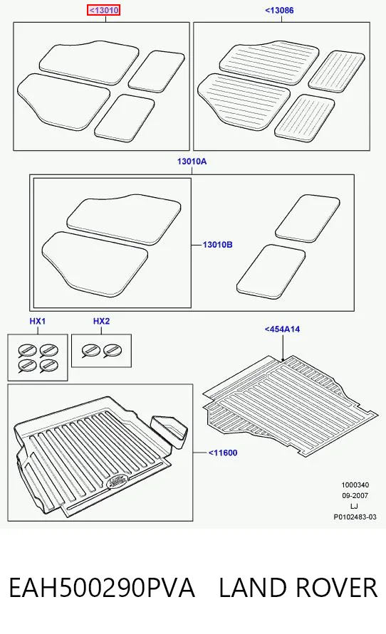 Tapetes dianteiros + traseiros, kit para Land Rover Range Rover III L322