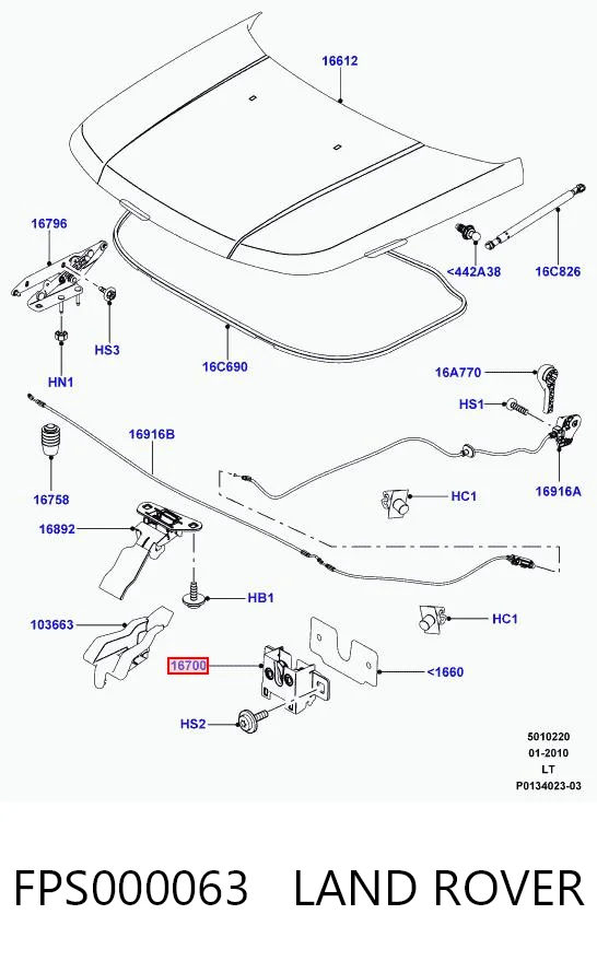 Fecho da capota Land Rover Range Rover SPORT II L494