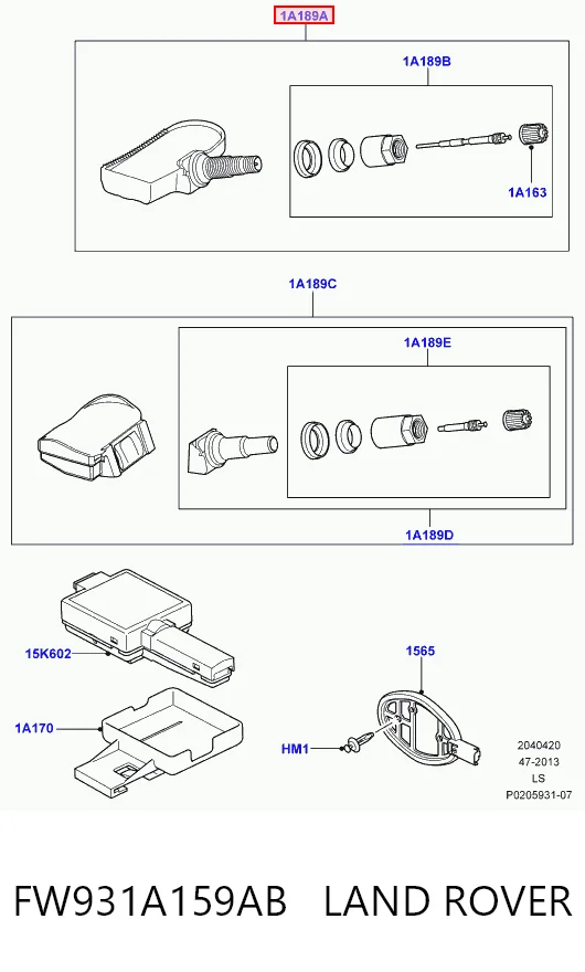 FW931A159AB Land Rover Sensor de pressão de ar nos pneus