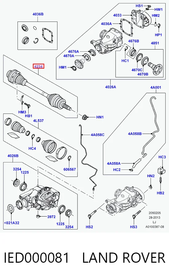 Semieixo traseiro Land Rover Range Rover III L322