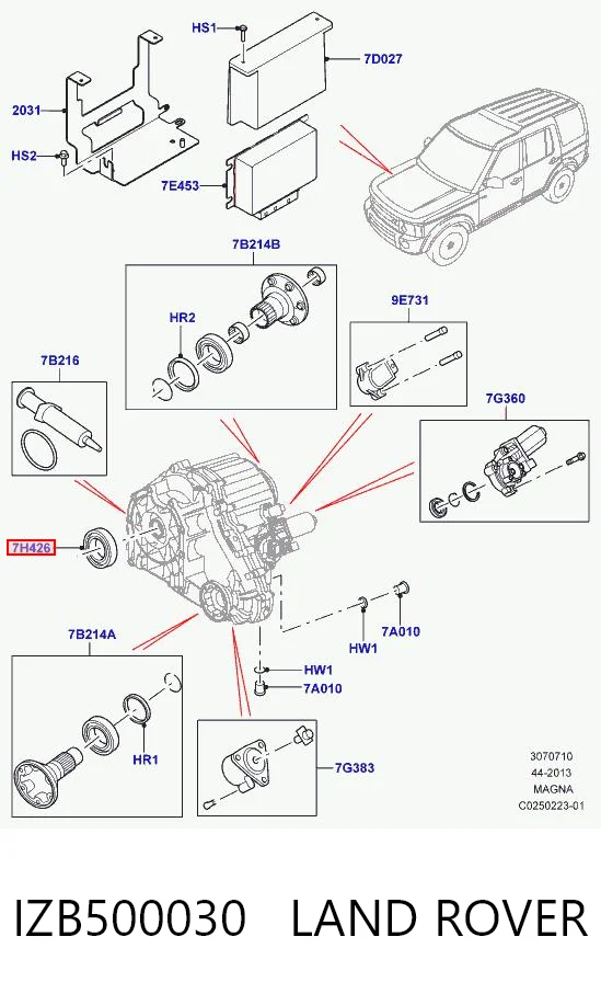 IZB500030 Land Rover Bucim de saída traseira da caixa de transferência