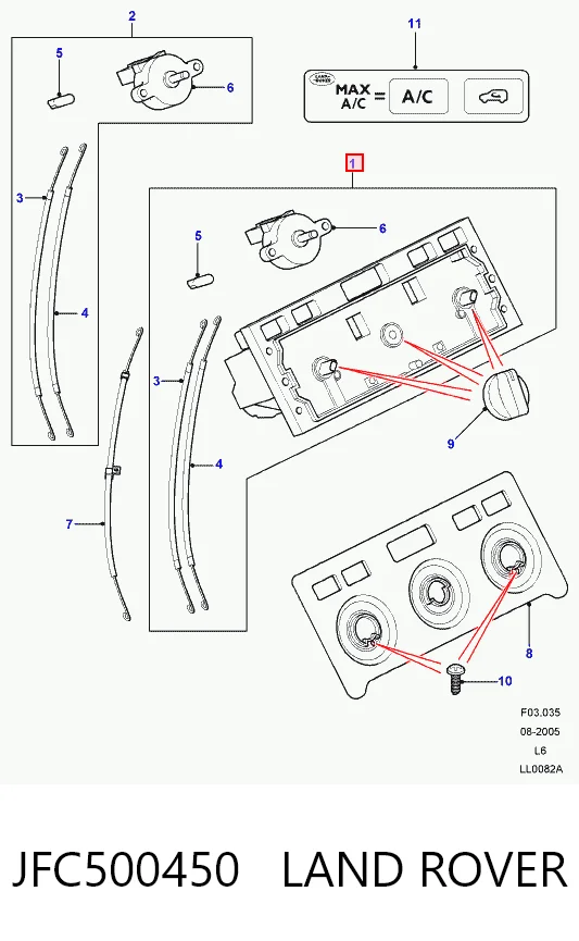 Unidade de controlo dos modos de aquecimento/condicionamento para Land Rover Freelander I L314