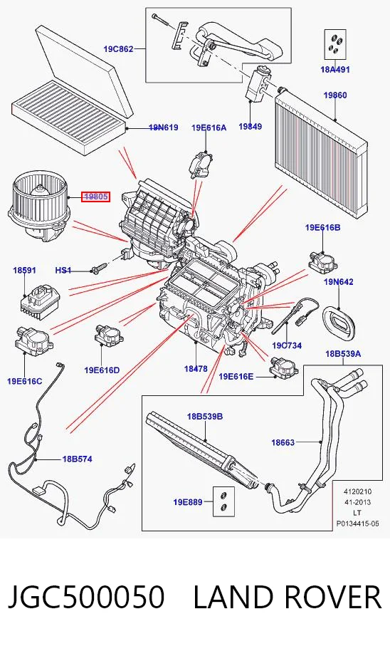 JGC500050 Land Rover Motor de ventilador de forno (de aquecedor de salão)