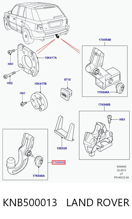 KNB500013 Land Rover Gancho de reboque (esfera) de dispositivo de reboque