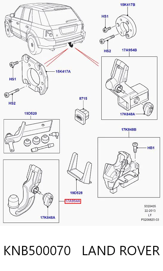 KNB500070 Land Rover Gancho de reboque (esfera) de dispositivo de reboque