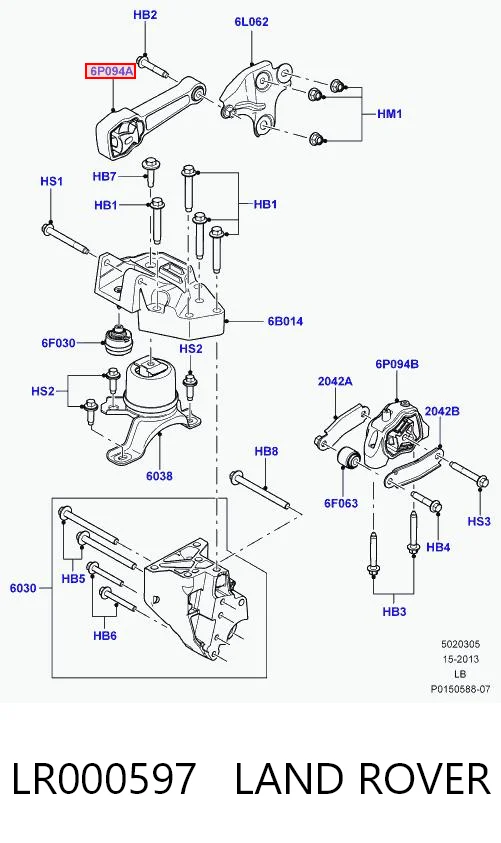 LR000597 Land Rover Coxim (suporte) superior de motor