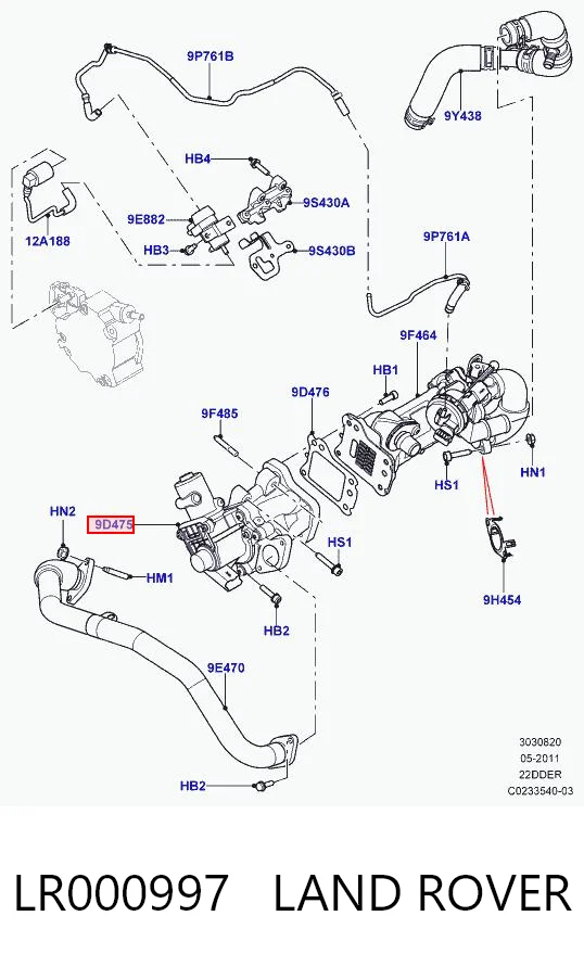 LR000997 Land Rover Válvula EGR de recirculação dos gases