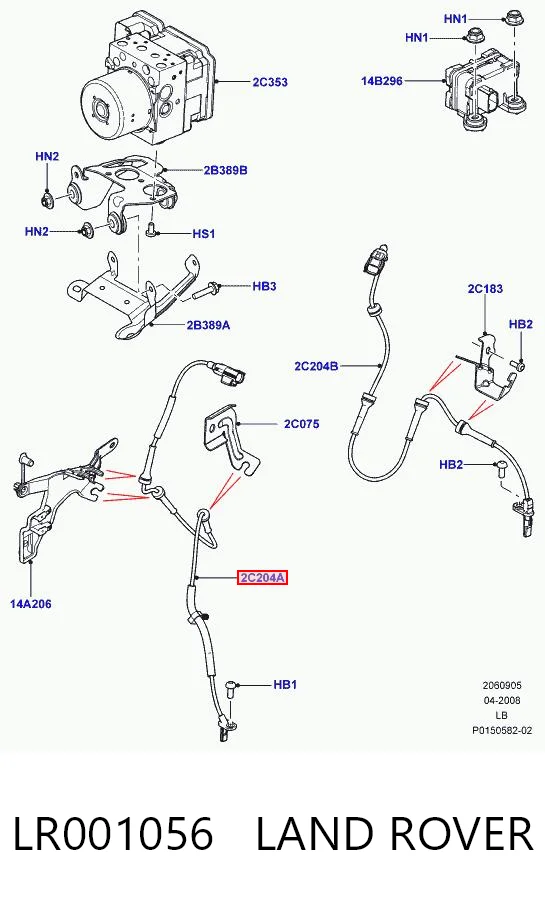 LR001056 Land Rover Sensor dianteiro de ABS