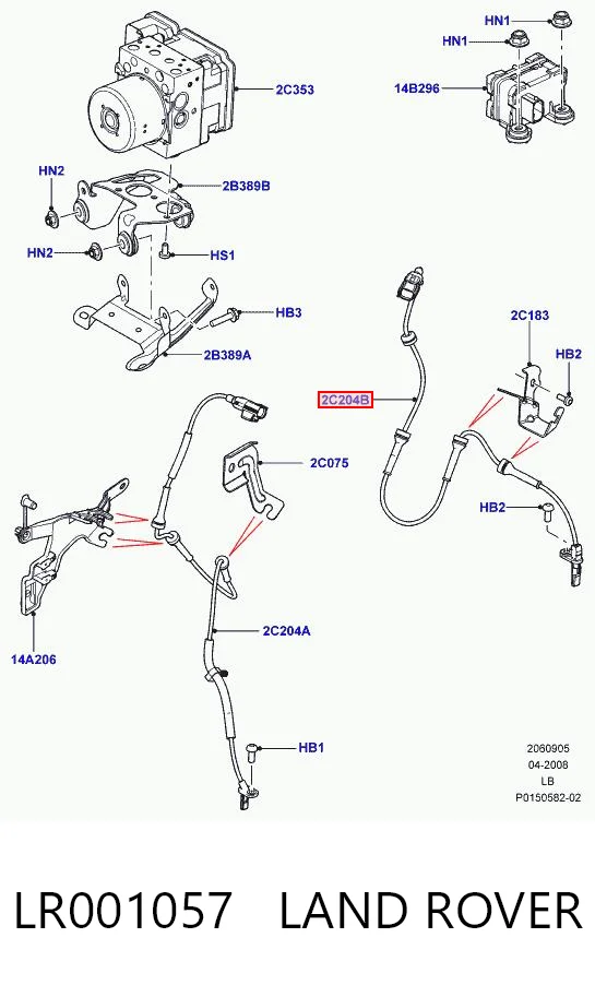 LR001057 Land Rover Sensor ABS traseiro