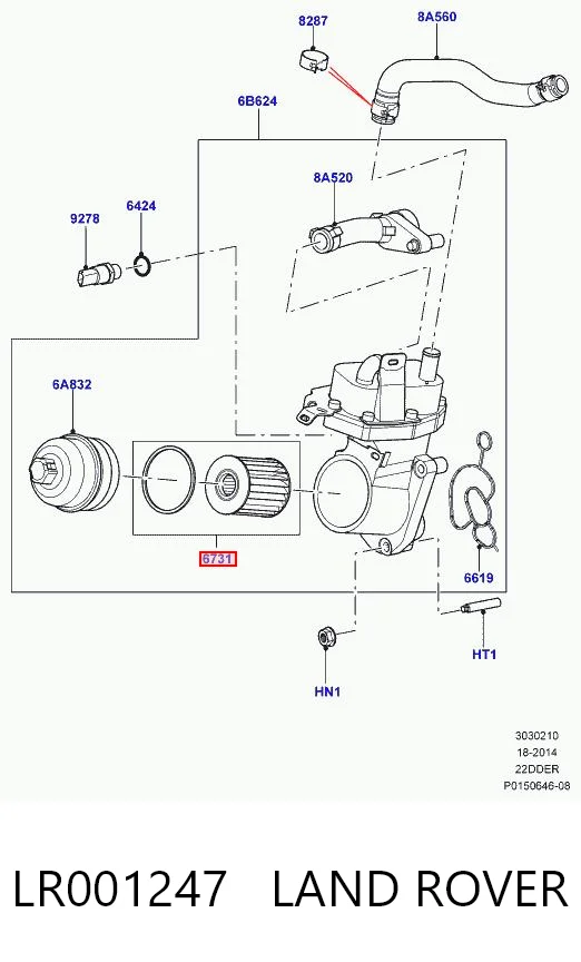 LR001247 Land Rover Filtro de óleo