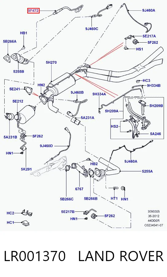LR001370 Land Rover Sonda lambda, sensor de oxigênio