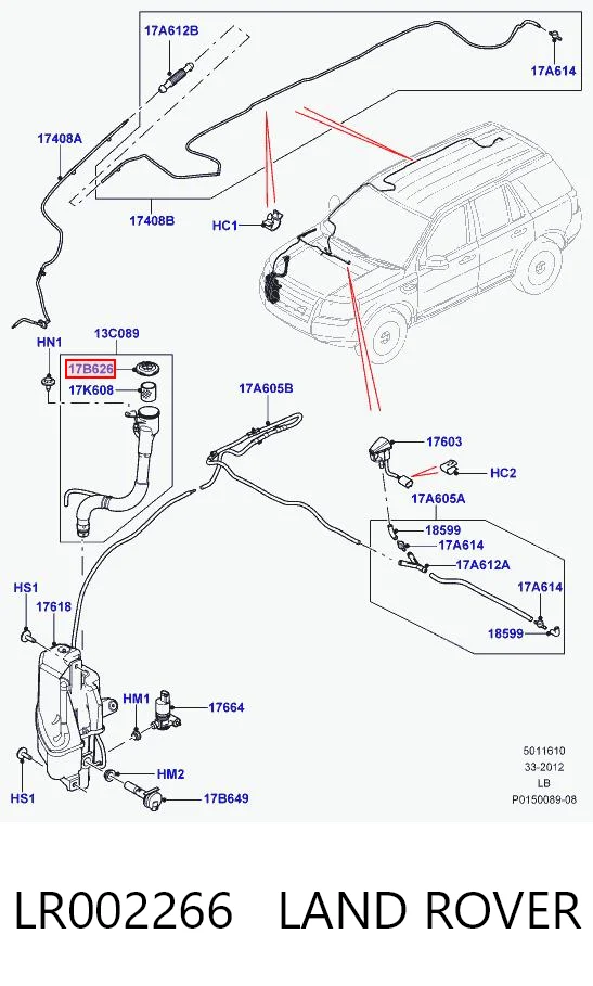 Tampa de tanque de fluido para lavador para Land Rover Range Rover III L322