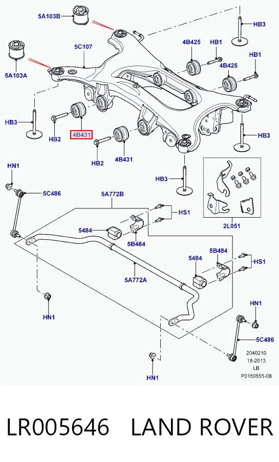 Bloco silencioso de viga traseira (de plataforma veicular) para Land Rover Freelander L359